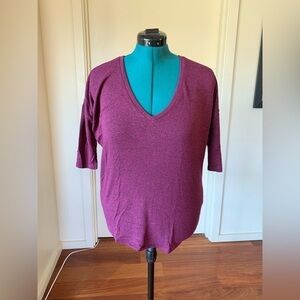 Express London Tee XS Business Casual office attire relaxed 3/4 sleeve purple